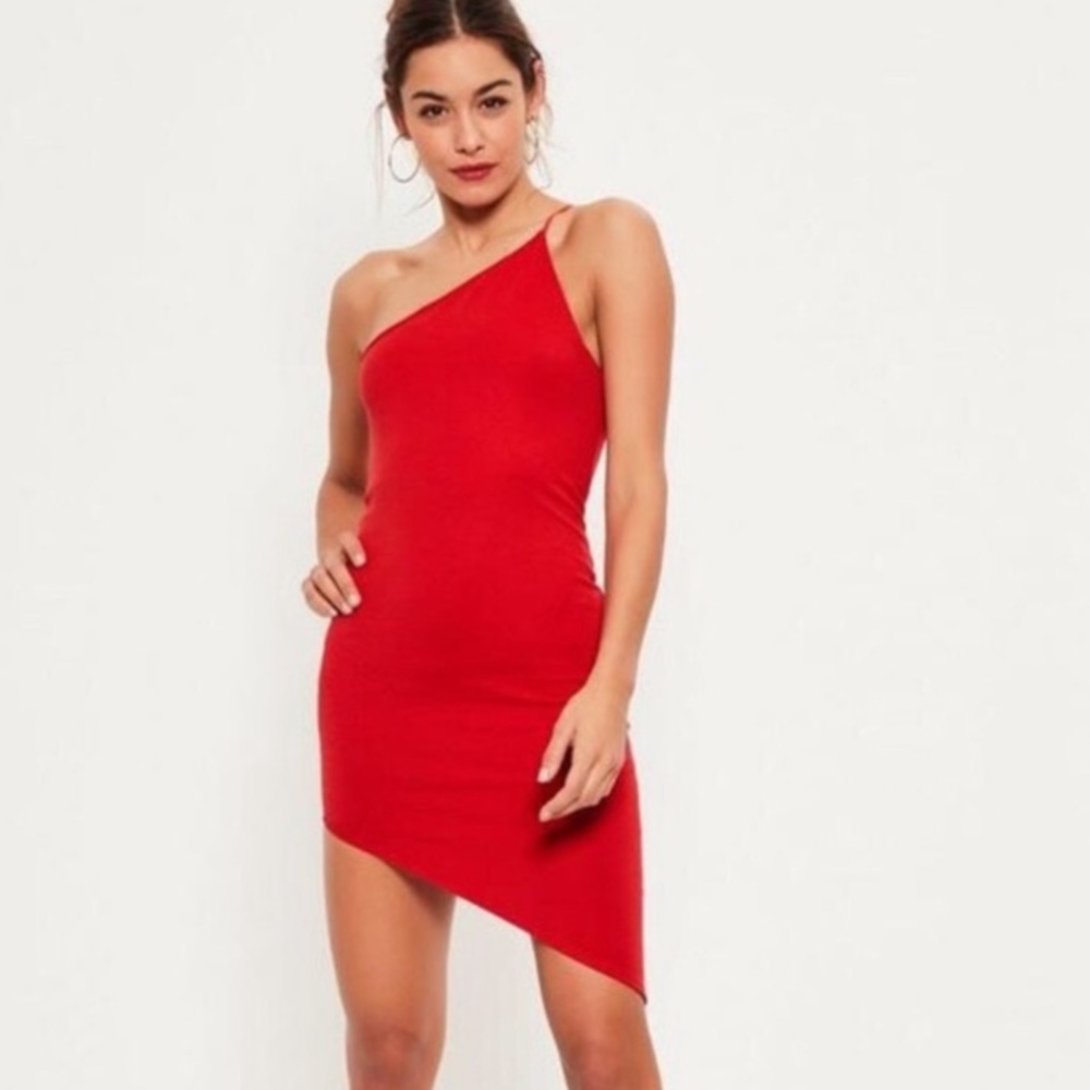 Missguided One Shoulder Asymmetrical Bodycon Dress